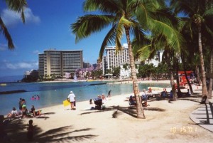 Waikiki Beach With The Sheraton, Royal Hawaiian, and Moana Hotels